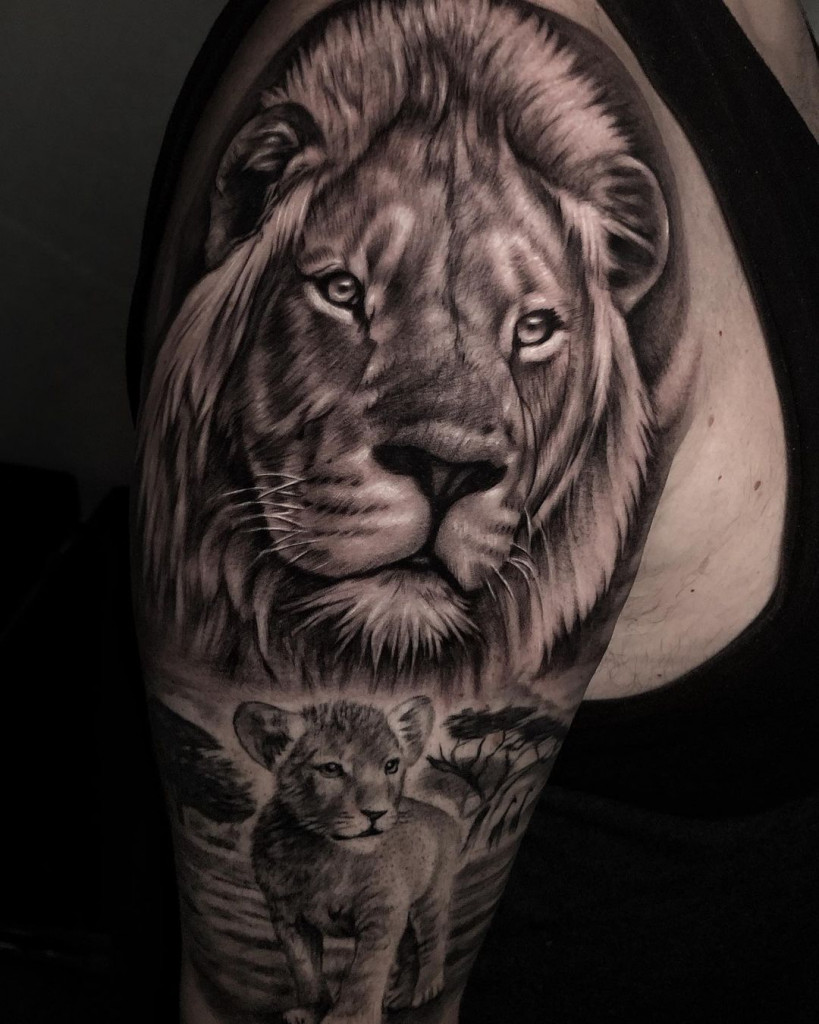 Tatouage de lion chez Leto Tattoo Studio en Suisse