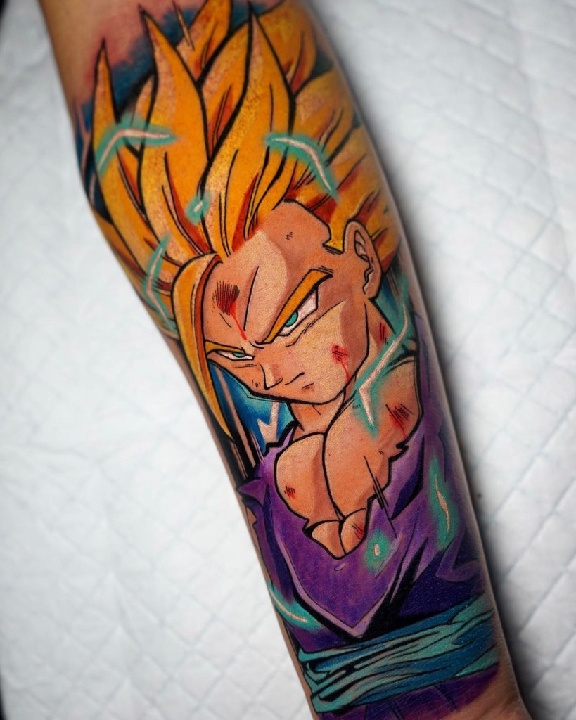 Tatouage Manga Dragon ball z San Gohan par Selbo,Suisse Porrentruy,Leto Tattoo studio