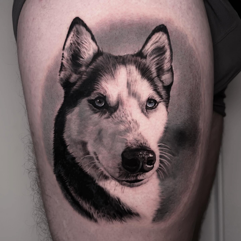 Tatouage portrait de chien