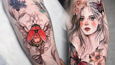 Les sublimes tatouages aquarelles botanique de Pliszka chez Leto Tattoo Stduio