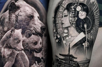 tatouage noir et gris par matteo pasqualin