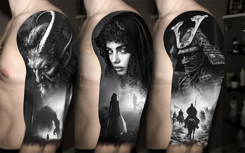 Projet tatouage samurai, démon et deuil