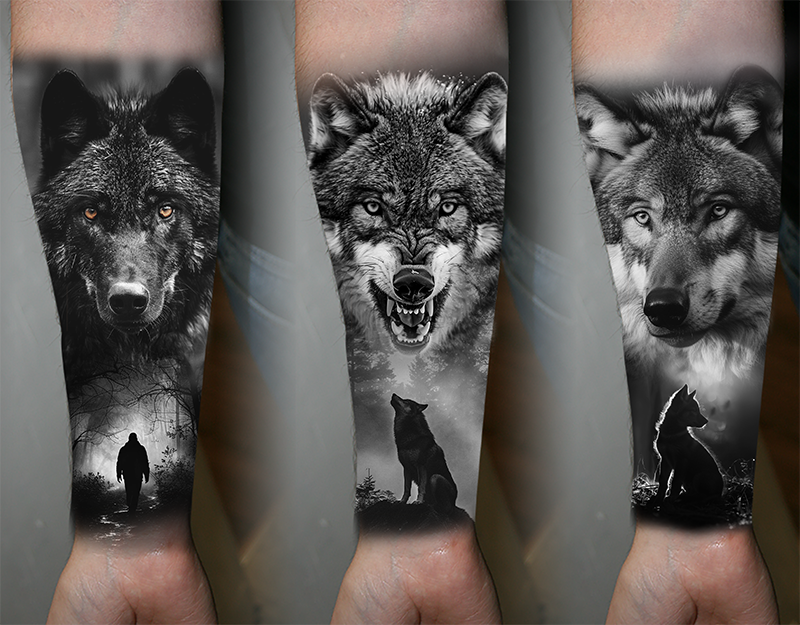 Projets tatouages Loup sur l'avant bras 