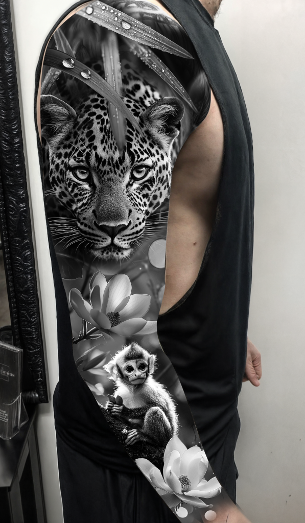 projet tatouage angélique grimm singe et leopard
