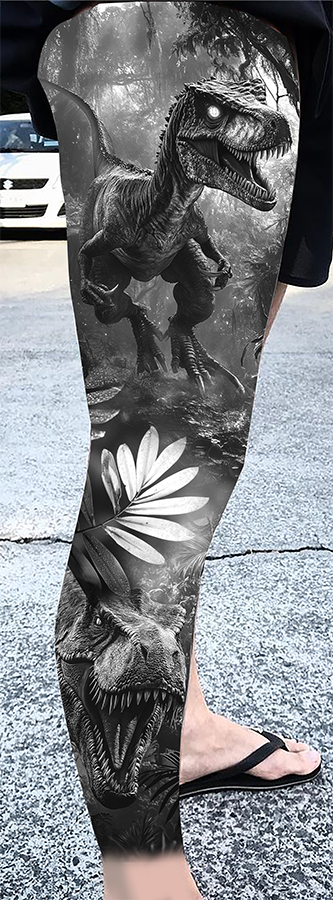 projet tatouage jambe dinosaures