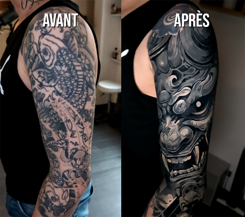 Cover très complexe par Jacek fleran chez Leto Tattoo en Suisse
